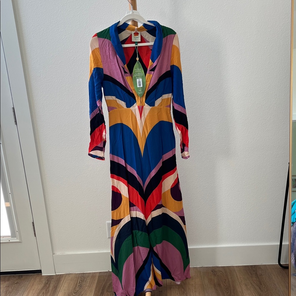 FARM Rio Multicolor Long Sleeve Maxi Dress